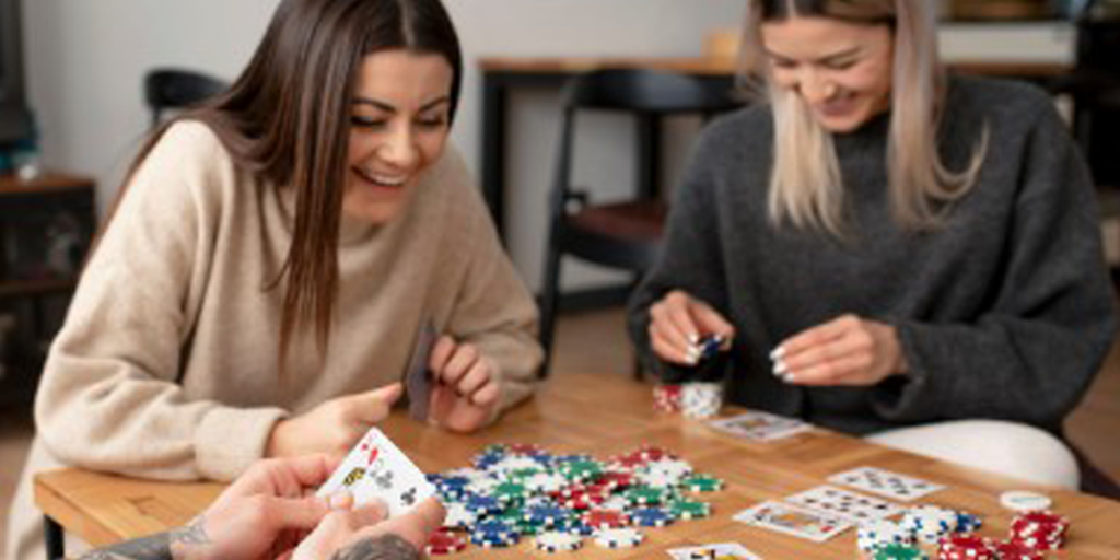 People playing a game at the table